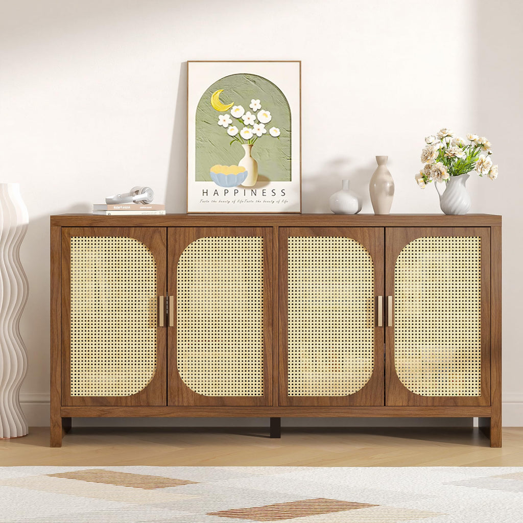 Rattan with Storage, Wooden Cabinet