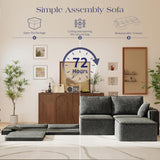 145.6” L Shaped Boneless Couches for Living Room, Modular Sofa Memory Foam