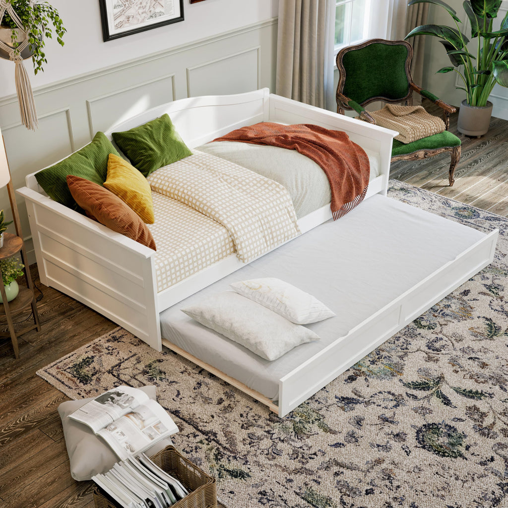 Acadia Twin Wood Daybed with Twin Trundle, White