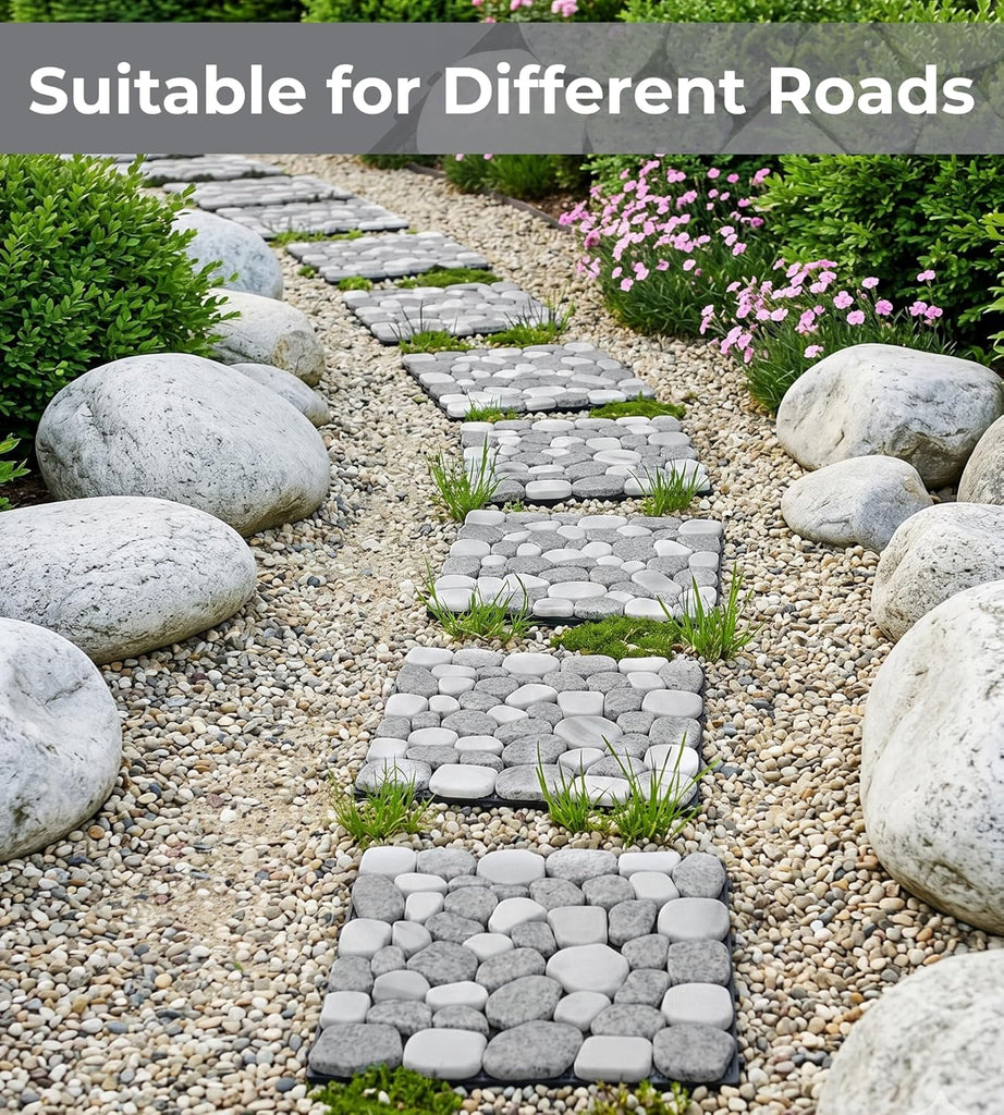 4PCS Natural Stone Decking Tiles, 11.8"x11.8" Outdoor & Indoor DIY Interlocking Flooring, Marble Stepping Stones