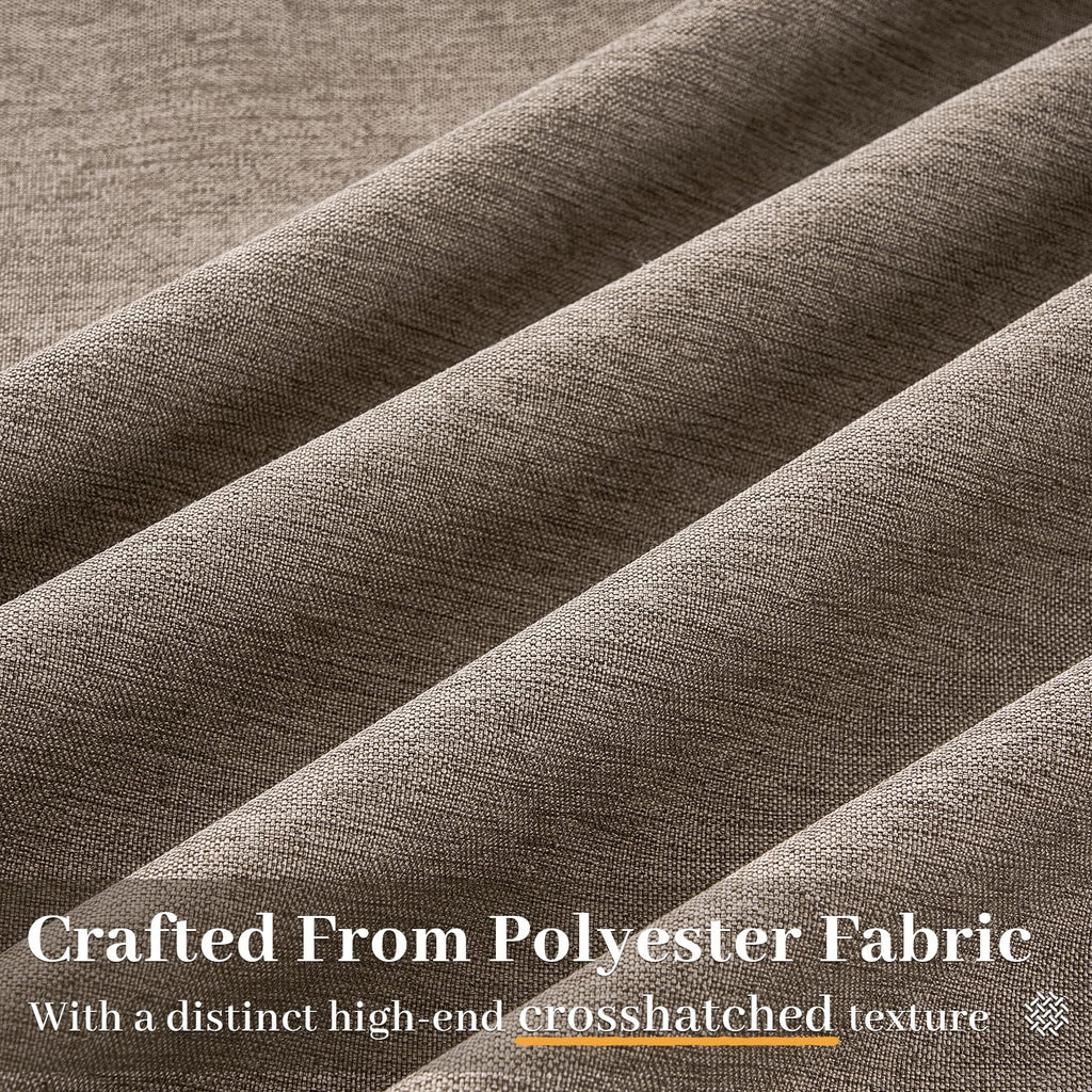Extra Long 108 Inches Taupe Pinch Pleated Curtains 2 Panels Linen Textured