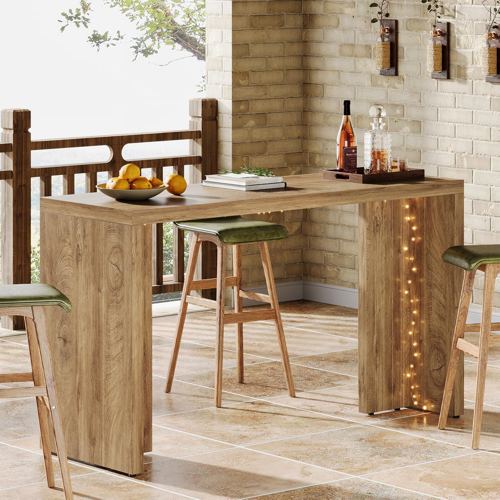 55.12-Inch Long Bar Table, Farmhouse Counter Height Pub Table
