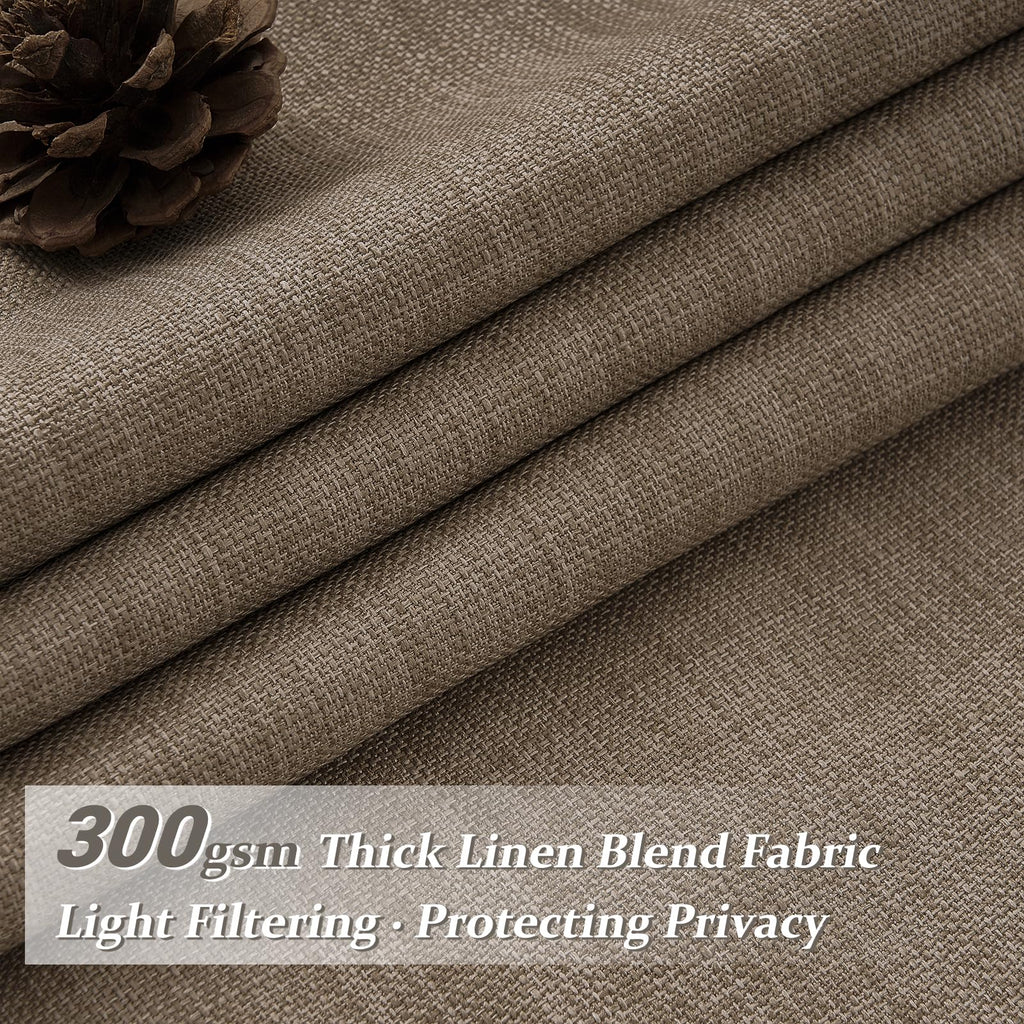 70 Inch Extra Wide Memory Trained Pinch Pleat Blackout Living Room Curtains 120 Inches Long, Linen Two Layer Thermal