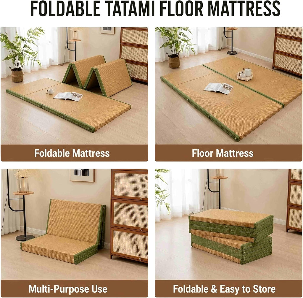 Foldable Japanese Tatami Mat: Natural Rush Grass Floor Mattress