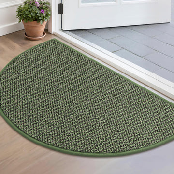Dirt Trapper Door Mat 17" x 30" Half Circle Non Slip Rugs, Green