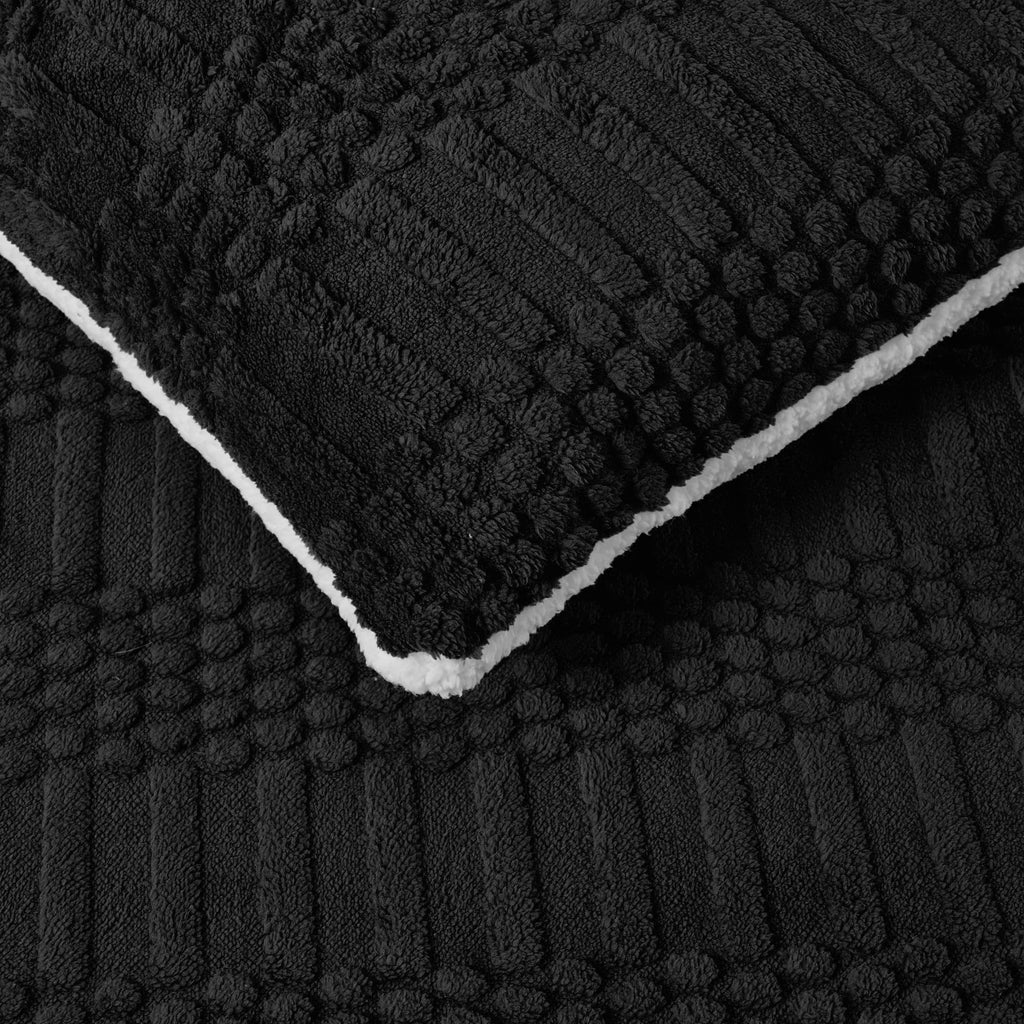 Black Queen Comforter Set, Soft Fleece Plush Bedding Set with 2 Pillow Shams, Cozy Warm Fluffy Bed Set for Winter