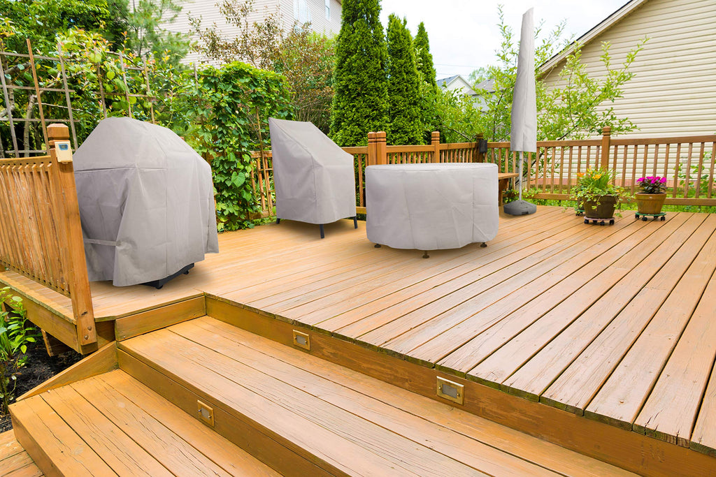 2963 Chalet Round Patio Table, Furniture, Outdoor Cover (50 D x 25 H) Water-Resistant, Beige