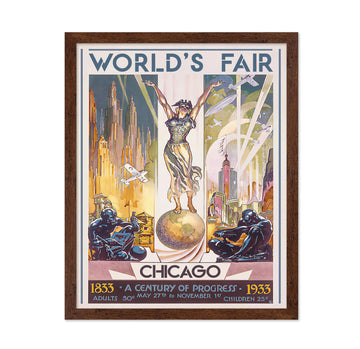 Master Vintage Travel Poster - Retro Tourism Print - World's Fair Chicago, Illinois, Woman on Globe, Aesthetic - Gift