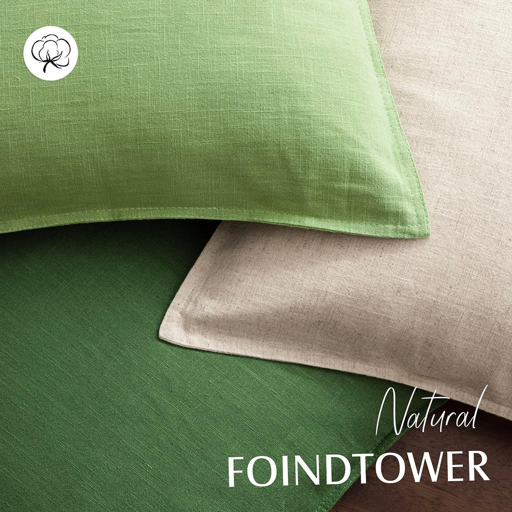 Linen Solid Decorative Throw Pillow Covers 18x18 Inch Lime Green