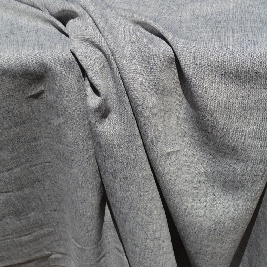 100% Linen Fabric by the Yard | Navy White Linen Fabric | Midweight Solid Weave 60 Inch Wide | Linen Material for