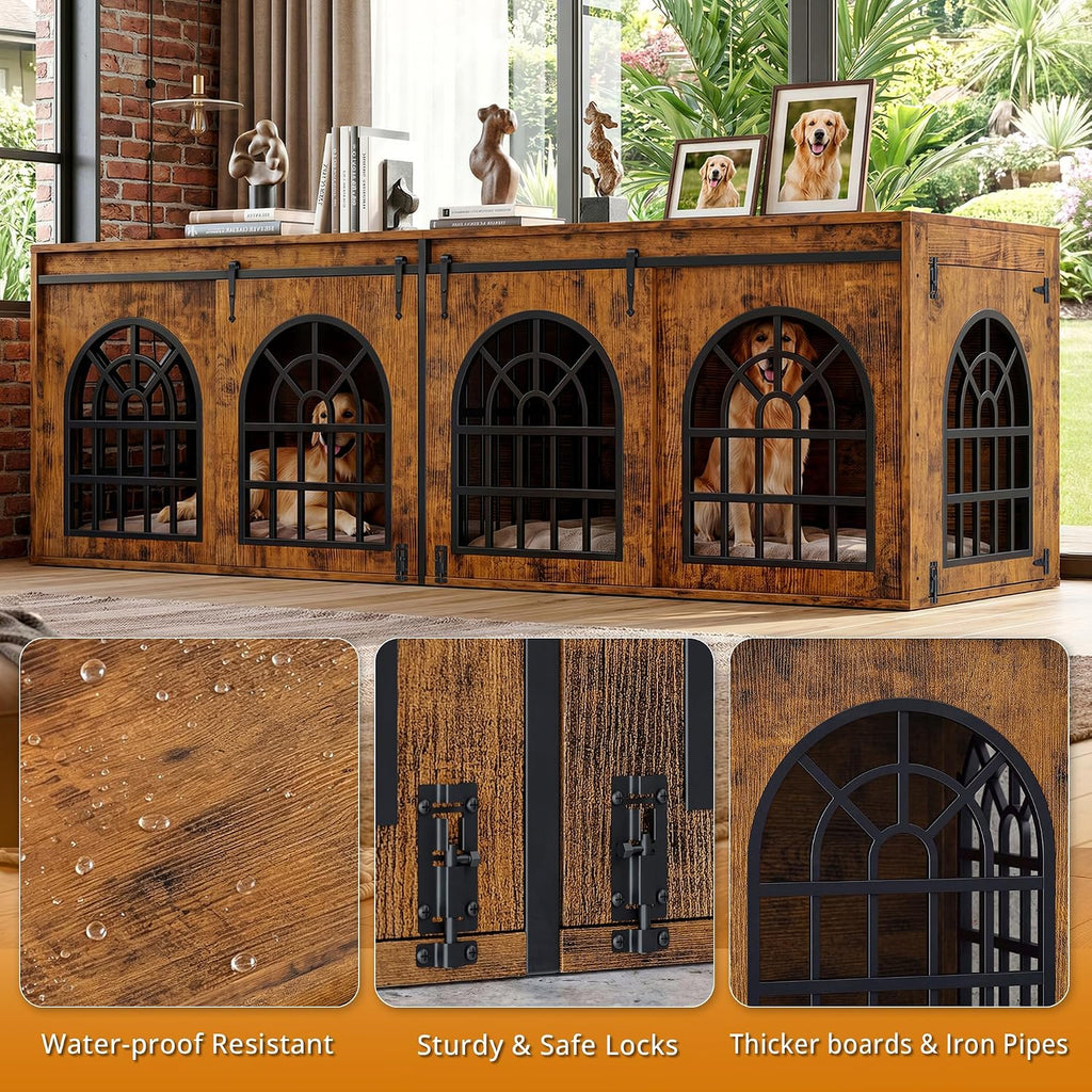 Double Dog Crate Furniture with Hinged Divider
