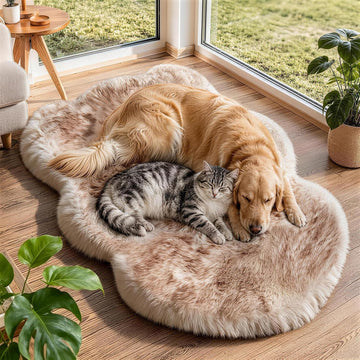 Faux Fur Dog Bed Rug for Extra Large Dogs, Orthopedic Thick Foam