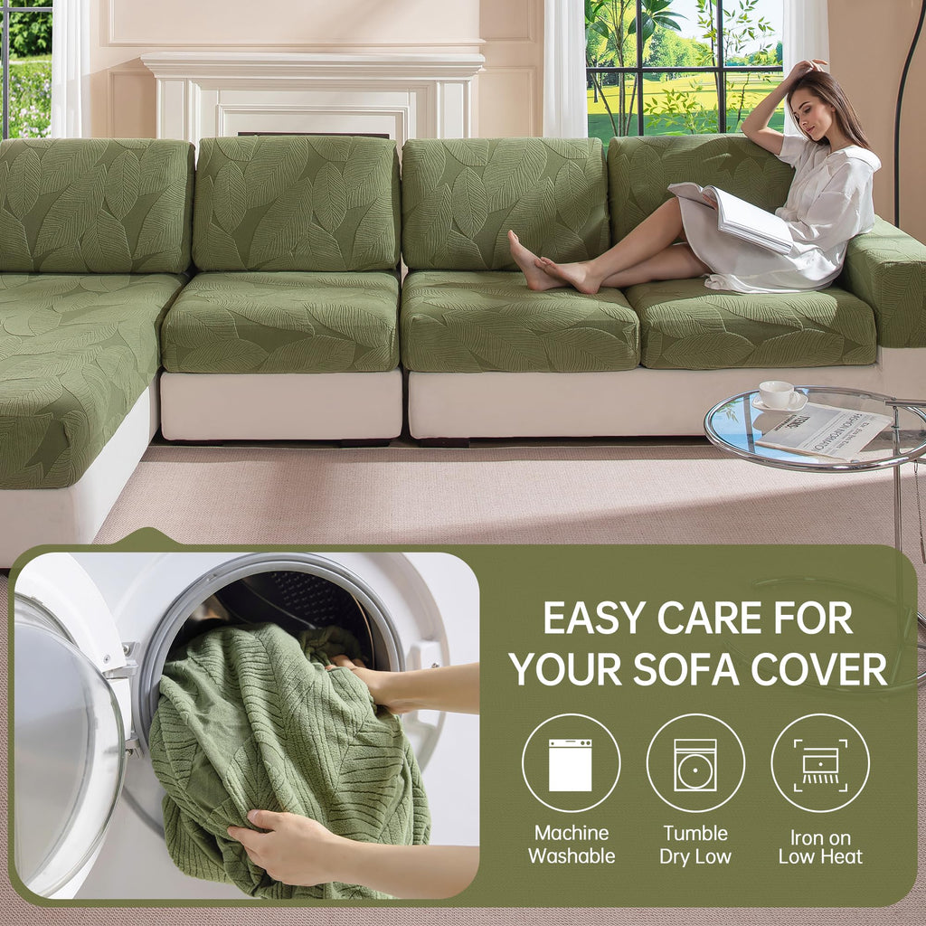 Couch Cushion Covers for L-Shaped Sofa (4PCS, 3 Small + 1 Chaise)