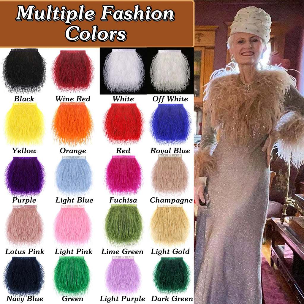 Off White Ostrich Feather Trim, 4 Inch 2 Yards