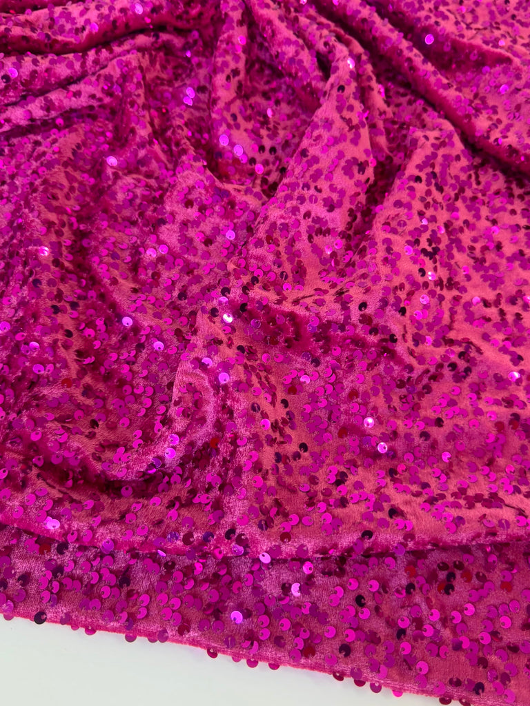Sequin Velvet Fabric Soft Stretchy Cloth Glittering Sequins - Perfect for Dressmaking and Christmas Decor - 1 Yard of