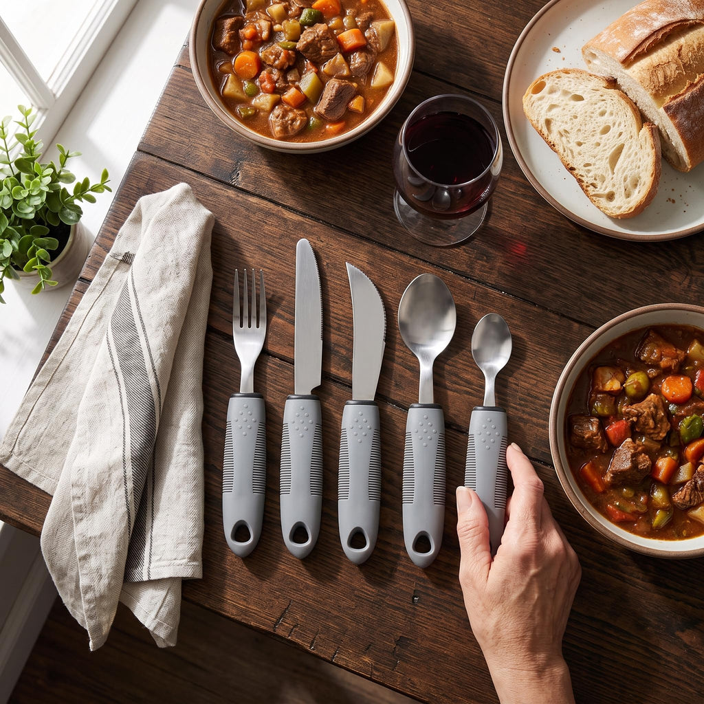 Adaptive Utensils for Hand Tremors, Arthritis and Parkinsons, Weighted Knives Fork and Spoons Stainless Steel