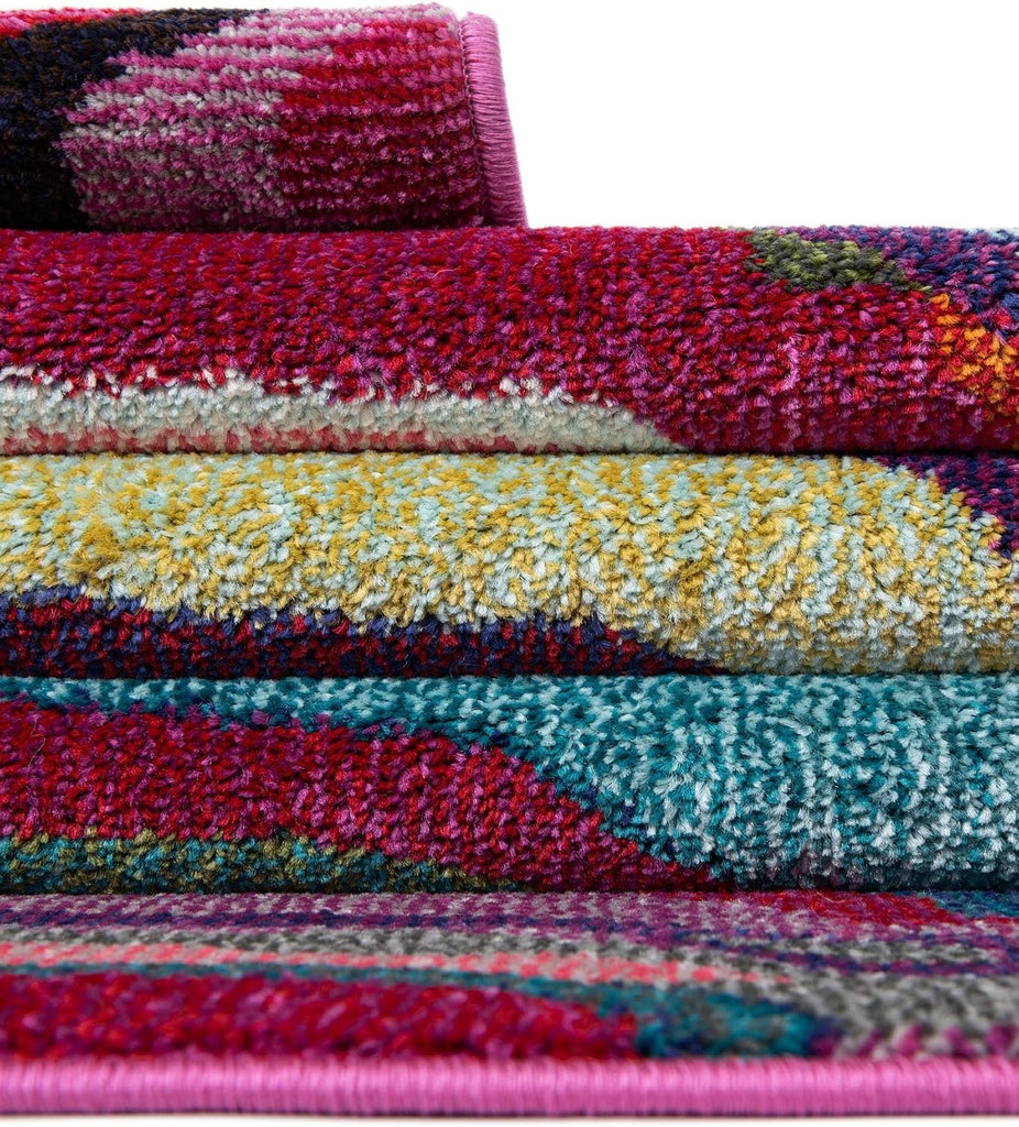 Theia Collection Rug - Multi Washable Area Rug - Modern Striped Design for Playrooms, Living Rooms, and