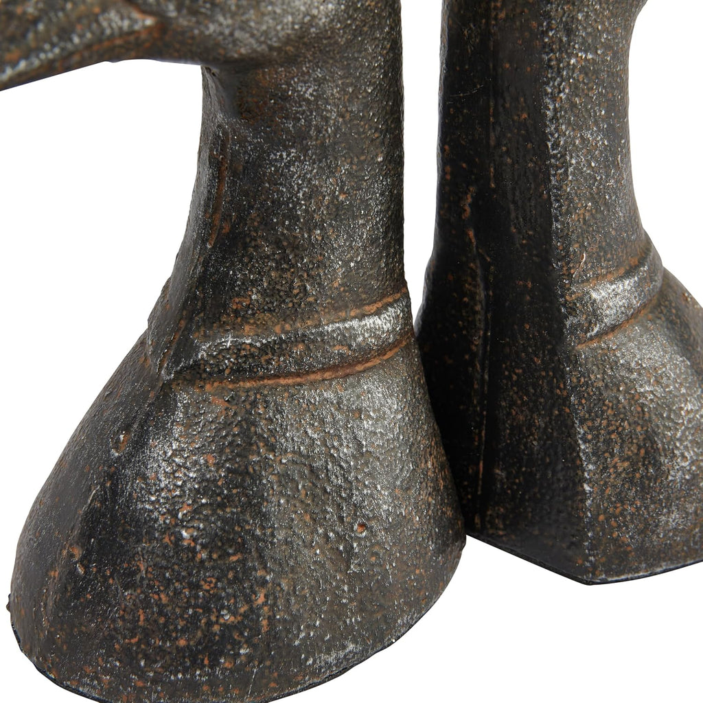 Decorative Distressed Cast Metal Duck Head Bookends, Black, Set of 2