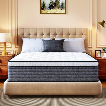 King Size Mattress, 14 Inch Hybrid King Size | Medium Feel Foam and Individual Pocket Springs, Fiberglass Free