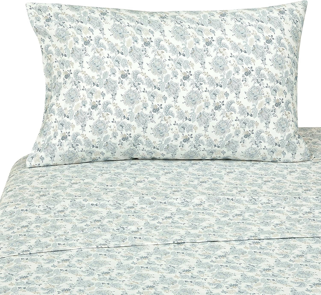 300 Thread Count 100% Long Staple Combed Cotton Sheet Set - 4 Piece Queen Bed Sheets - 1 Fitted, 1 Flat & 2 Pillow