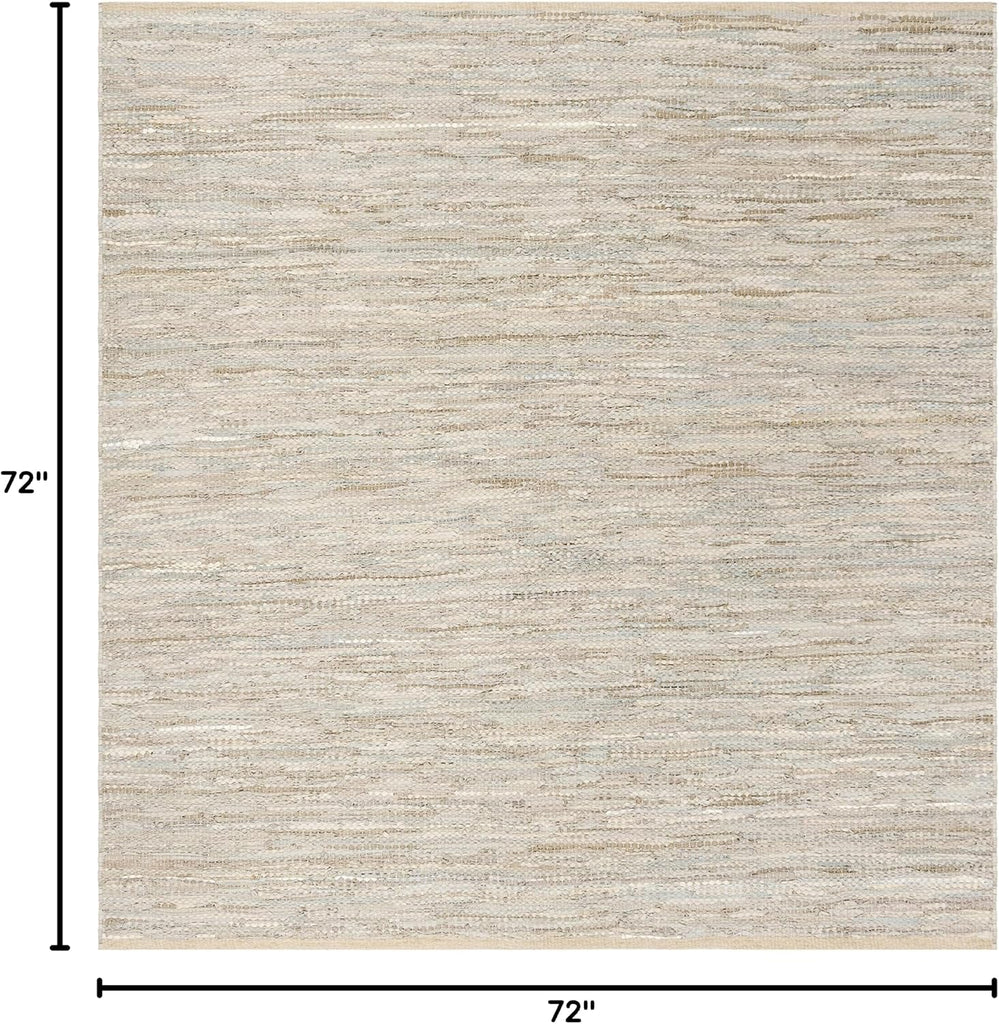 Vintage Leather Collection Area Rug - 6' Square, Beige, Handmade Leather, Ideal for High Traffic Areas (VTL105B)