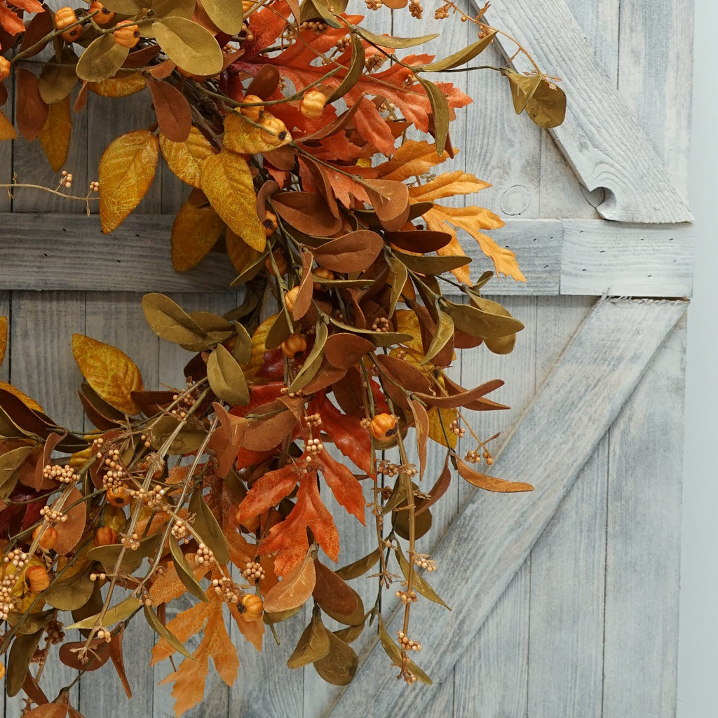 Artificial Fall Wreath for Front Door Autumn Wreath Decor