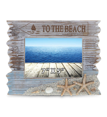 Coastal Horizon 7x5 Wooden Picture Frame with Starfish Decor