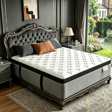 King Size Mattress 12 Inch, Deluxe Hybrid King Mattress in a Box | Gel Memory Foam & 7-Zone Targeted Support Springs