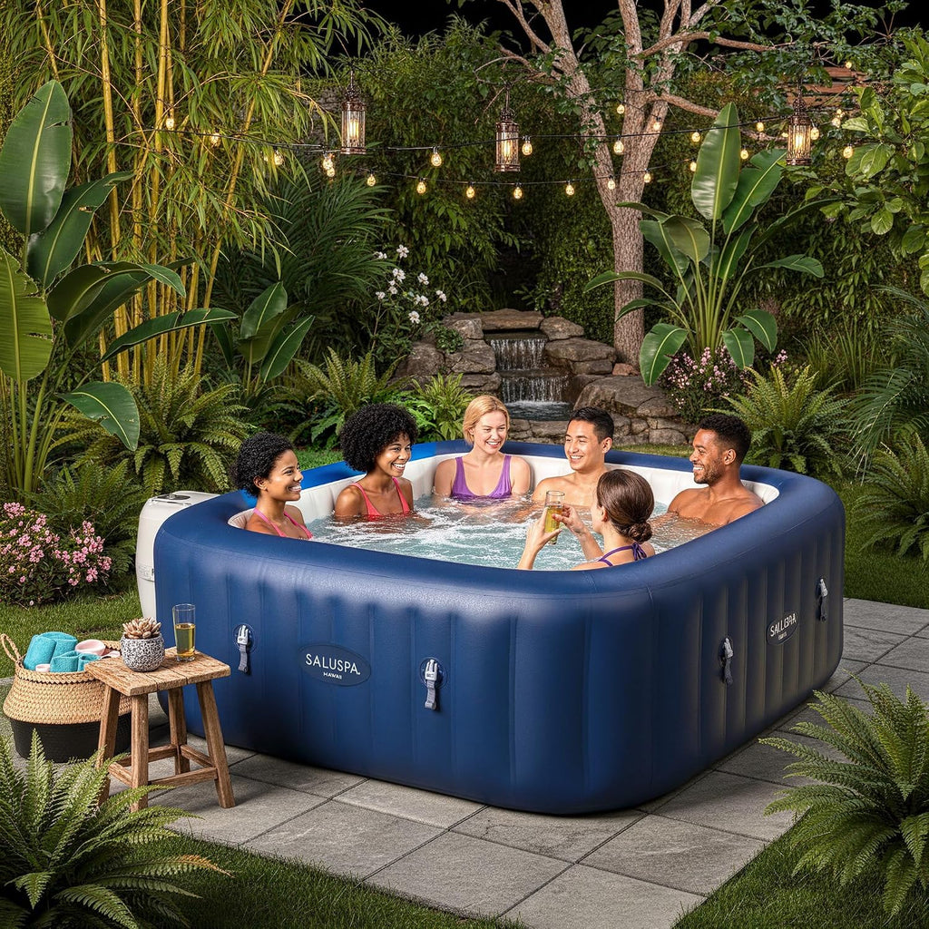 SaluSpa Hawaii AirJet 4-6 Person Inflatable Hot Tub w/EnergySense Cover & App Control, 71"x28" Bundled w/SaluSpa