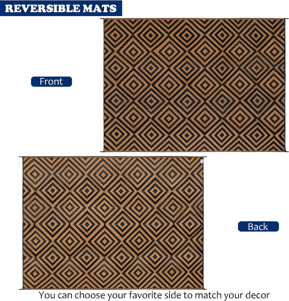 Reversible Mats, Outdoor Patio Rugs, Plastic Straw Rug, Modern Area Rug, Floor Mat for Outdoors, RV, Patio, Backyard