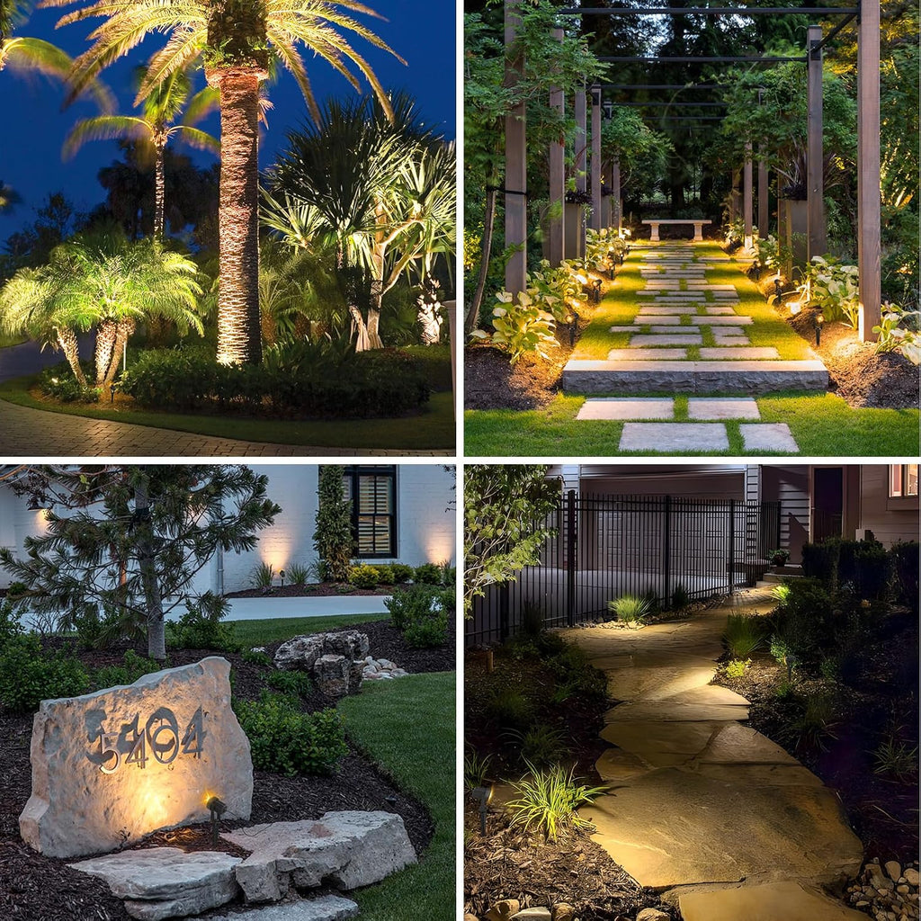 Solar Spot Lights Outdoor 4-in-1 Solar Landscape Lights Dusk to Dawn Solar Uplights IP65 Waterproof 9.8ft Cable