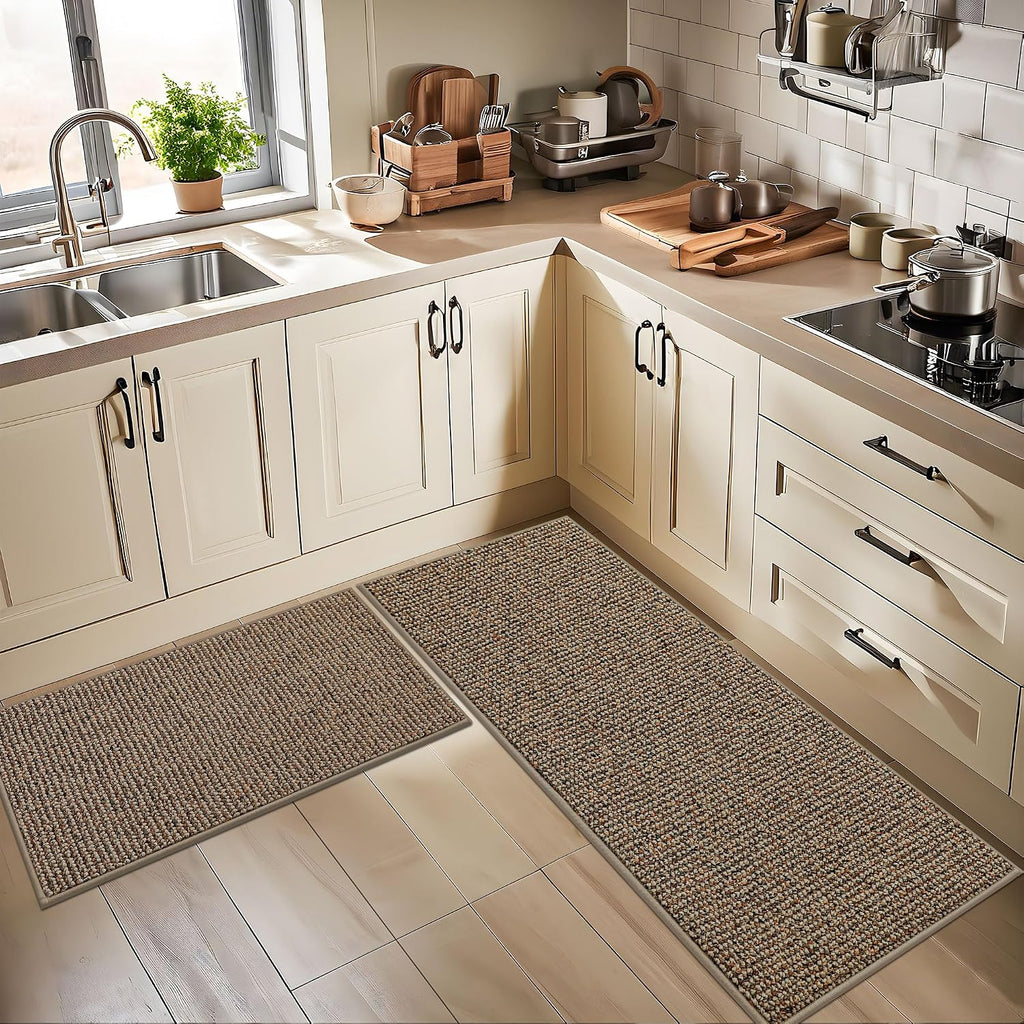 Kitchen Runner Rugs 24"x60", Kitchen Mats for Floor, Taupe | Non-Slip Super Absorbent and Stain Resistant Kitchen