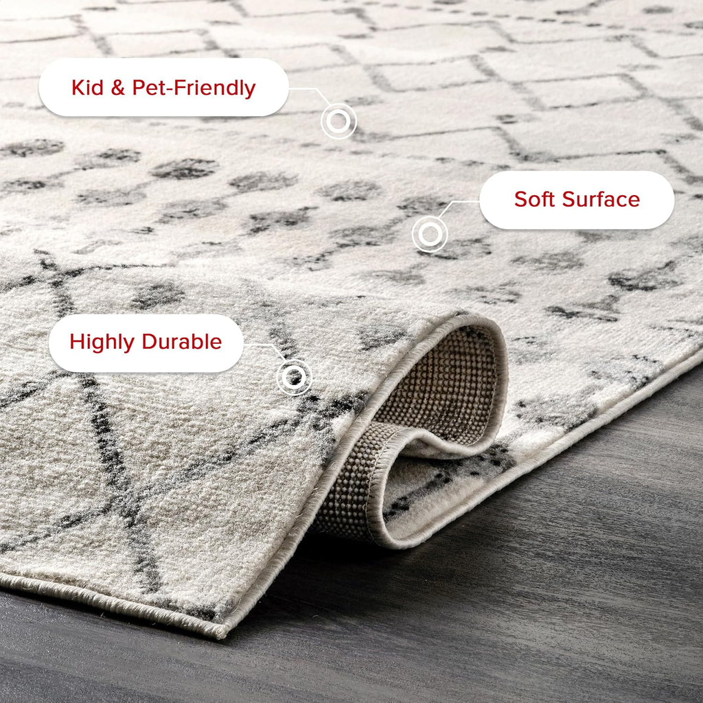 Zola Grey Trellis Power Loomed Area Rug, 5' x 8'