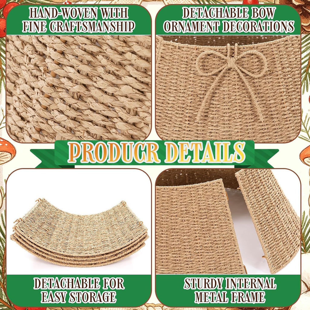 28 Inch Christmas Tree Collar Wicker Tree Skirt Stand Base
