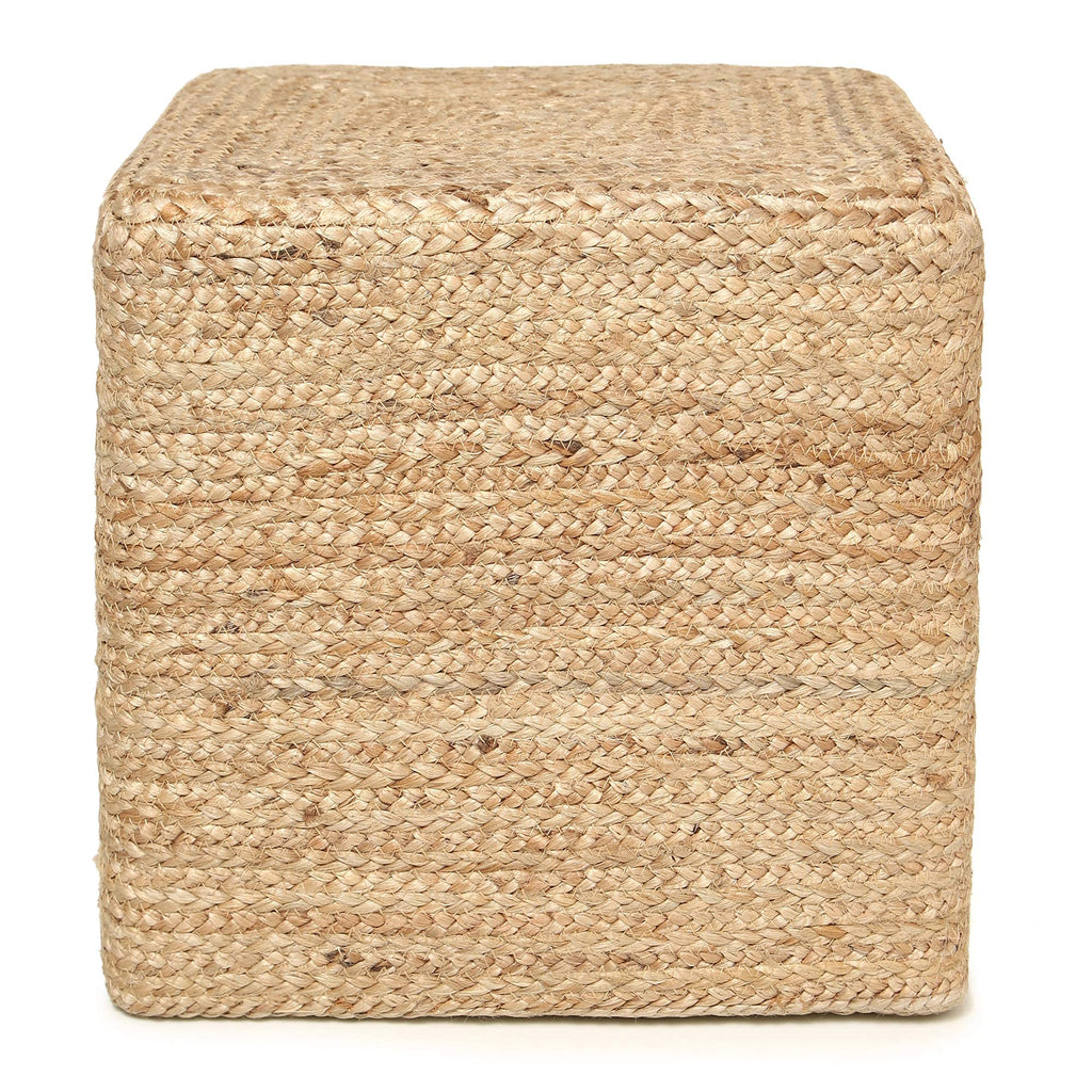 Cube Pouf Foot Stool Ottoman - Classic Jute Poof - Natural