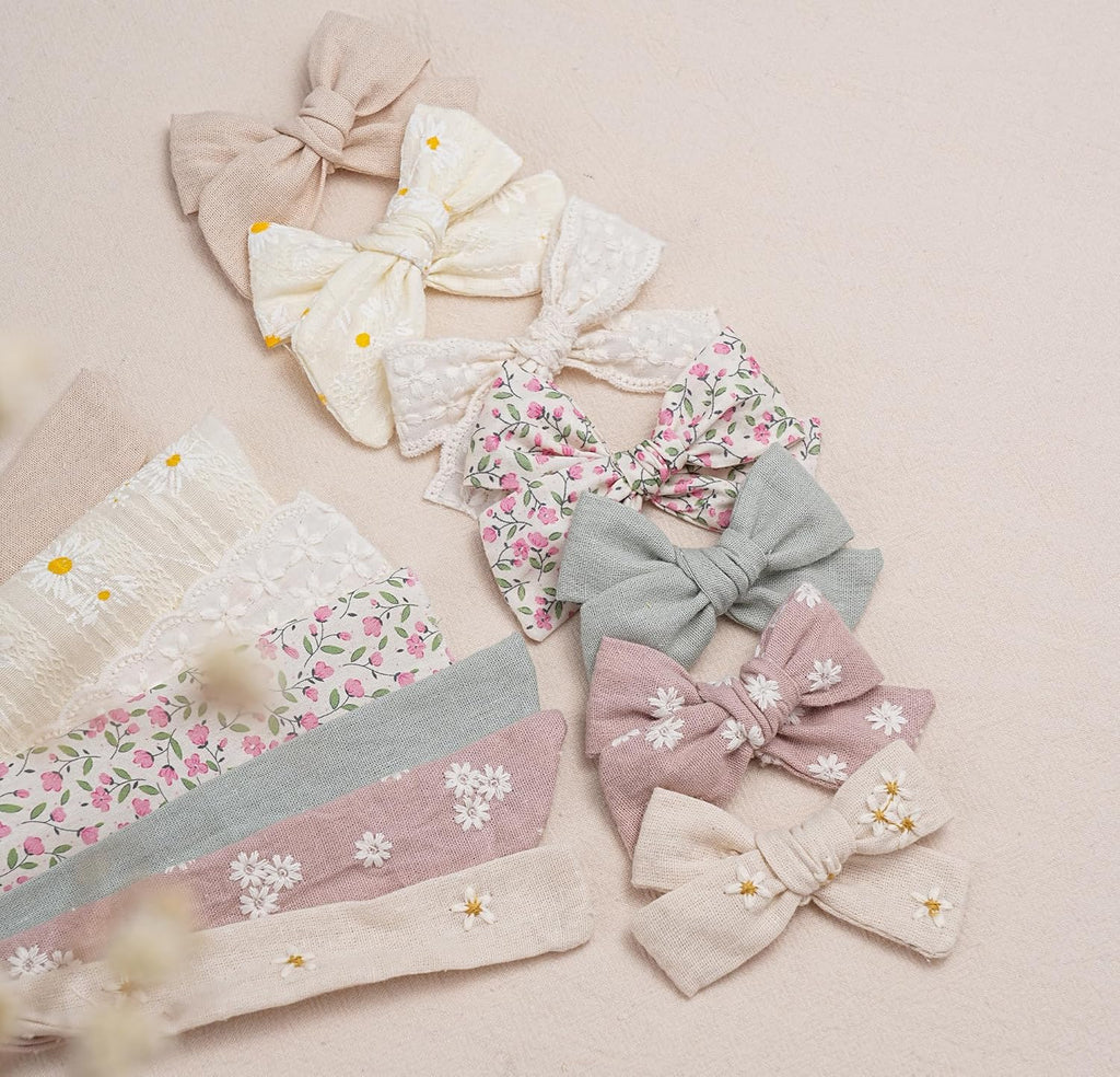 Baby Girl Bows and Headbands,14 pcs Stretchy Soft Nylon Hairbands Hair Bows for Newborns, Infants, Toddlers