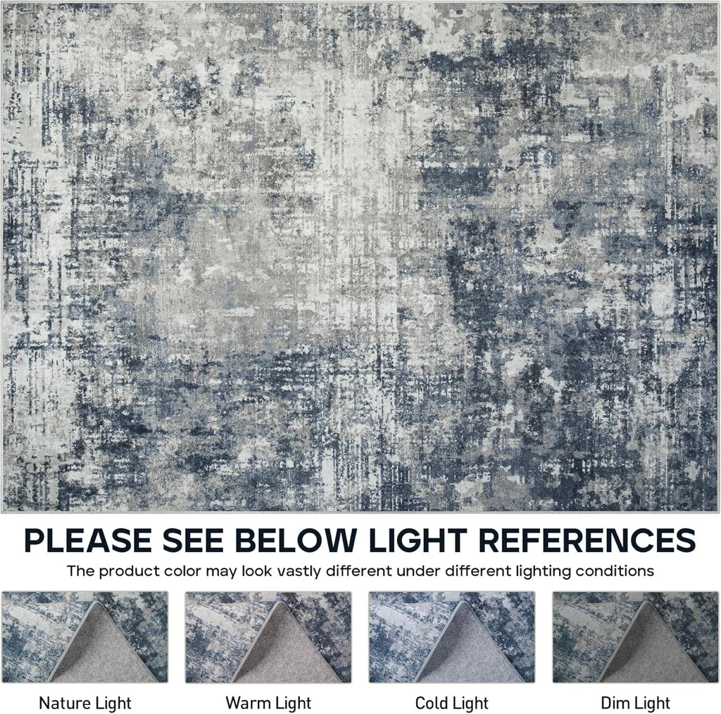 5x7 Area Rugs for Living Room Rug Washable: Modern Rug for Dining Room Bedroom Carpet Non Slip Low Pile 5 by 7 Indoor