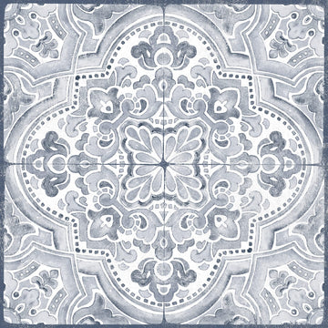 Hastings Peel and Stick Floor Tiles, Blue, Medallion Vinyl Floor Tiles, Water Resistant, 12 in x 12 in, Pack of 10