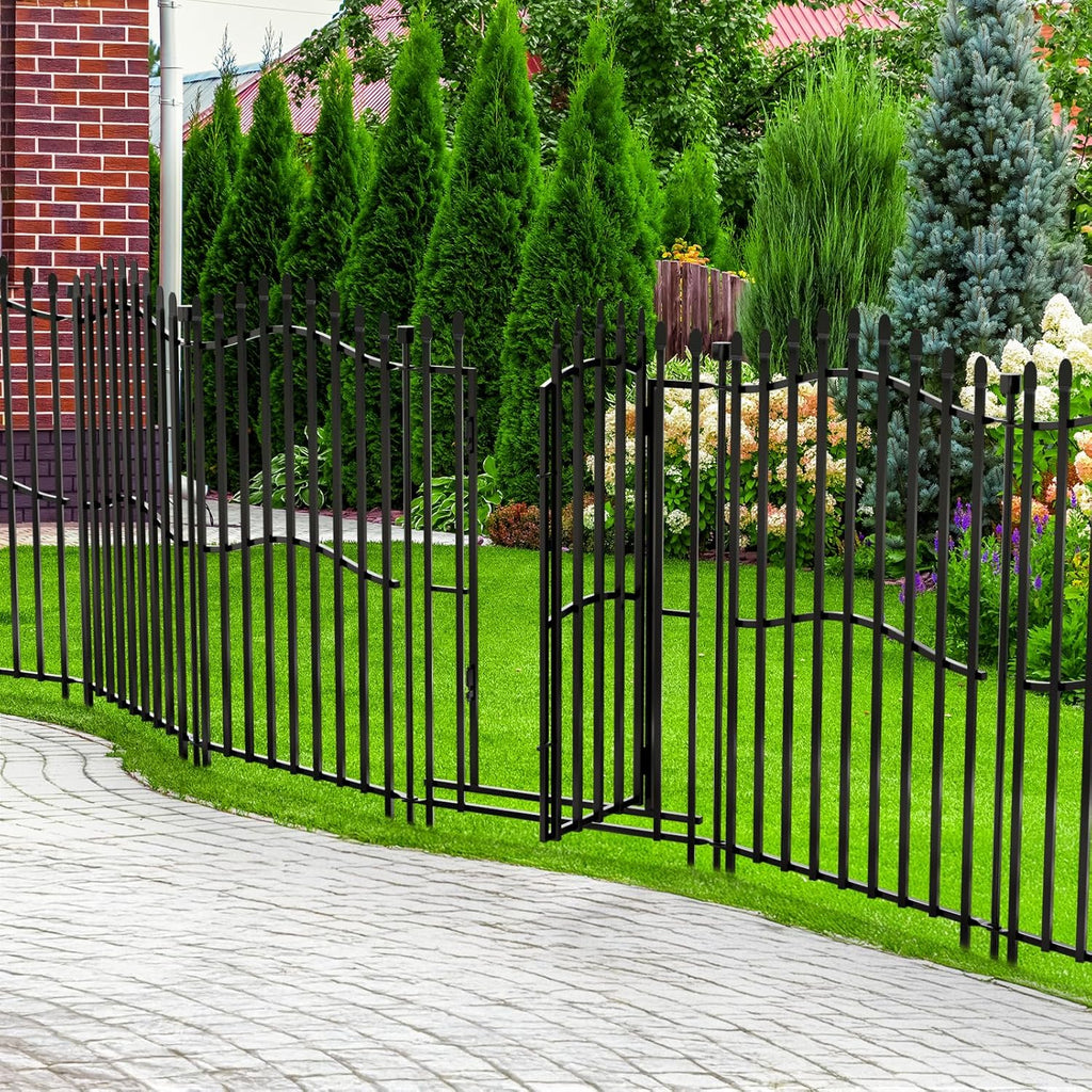 10 Panels No Dig Decorative Garden Fence with Gate - 40in H x 22.5ft L, Duty Square-Tall Heavy Duty Square Tube
