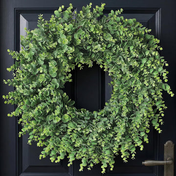 24" Lifelike Touch Artificial Eucalyptus Wreath for Front Door Decor(Green)