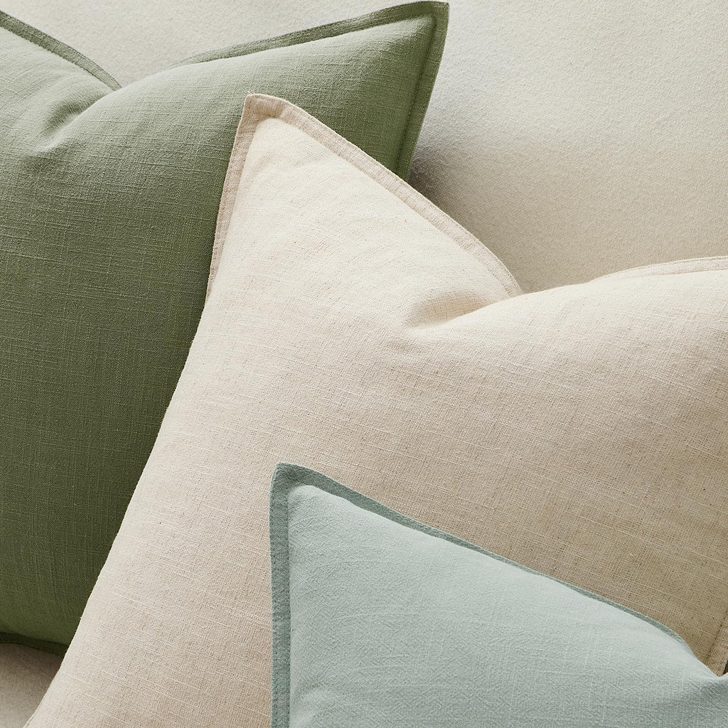 Pack of 2 Decorative Linen Pillow Covers Sage Green Euro Sham Neutral Farmhouse Boho Soild Cushion Case Soft Accent