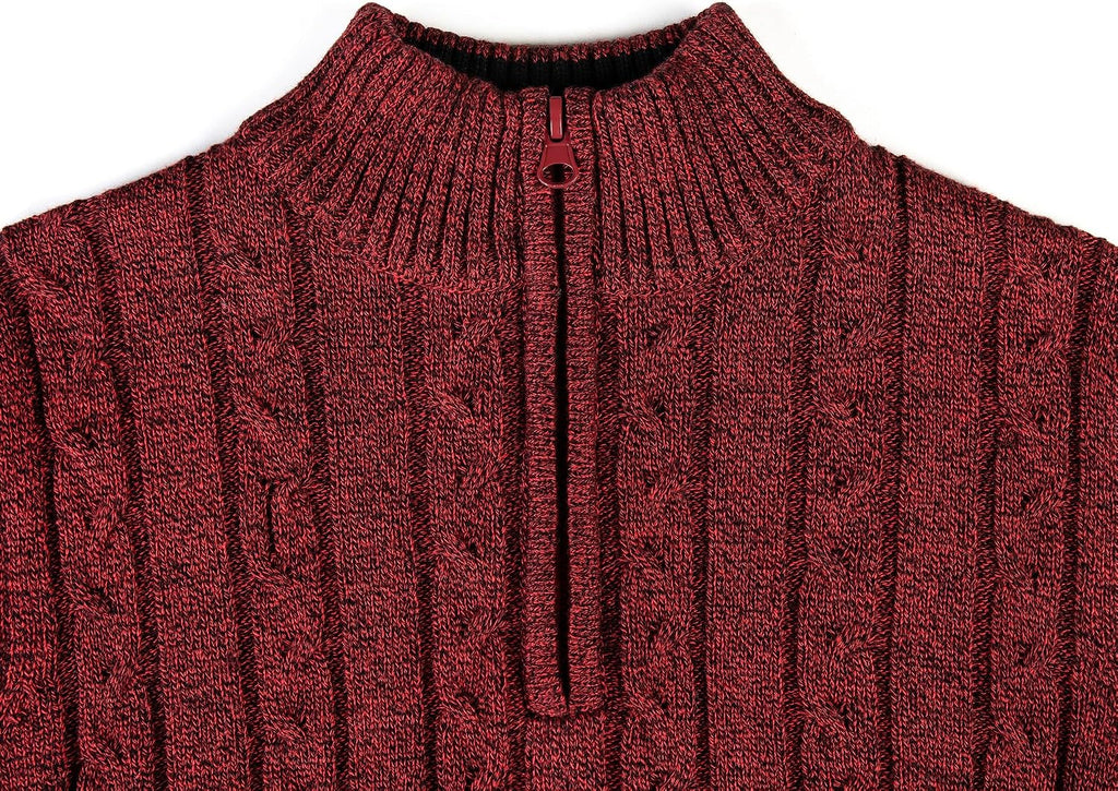 Boys Sweater Cotton Quarter Zip Sweater Kids Cable Knit Pullover