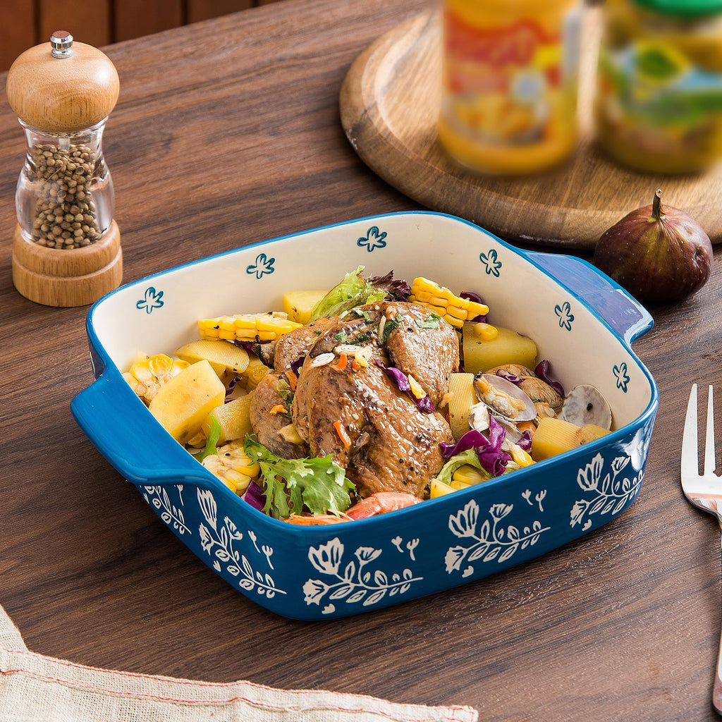Baking Dish Ceramic Brownie Pan 9x9 Baking Pan Casserole Dish Lasagna Pan Square Rose Bakeware Sets