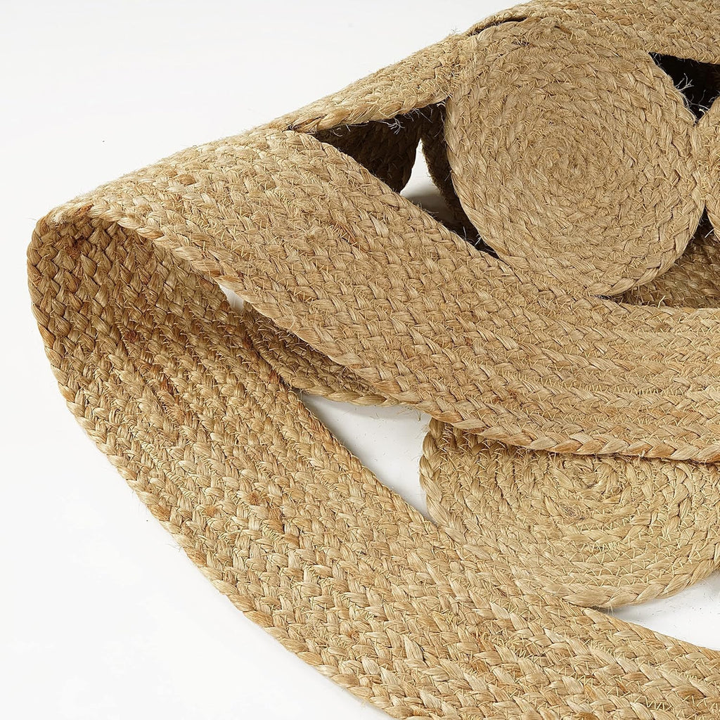 Jute Area Rug 7 ft Round Natural Hand Woven Farmhouse Rustic Charm