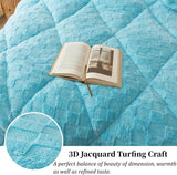 Fluffy Comforter Set King, Light Blue Winter Fleece Comforter Ultra Soft & Extra Pluffy Plush Comforter Set