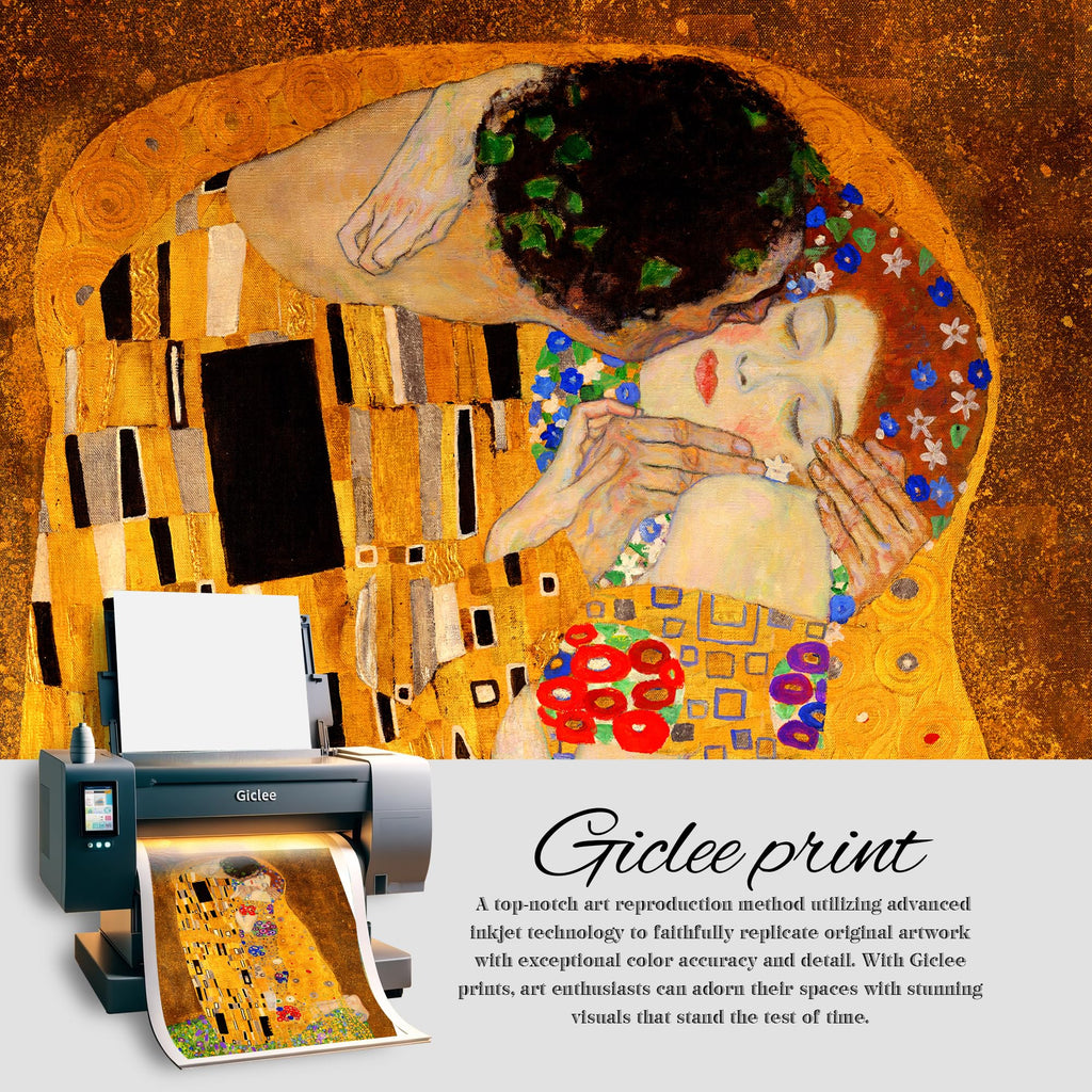 The Kiss by Gustav Klimt, Gold-Framed Art