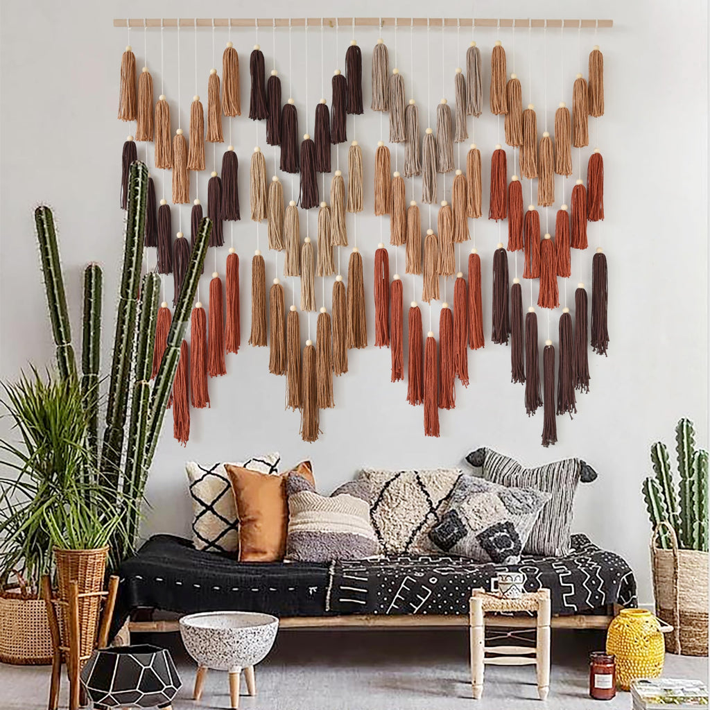 Macrame Wall Hanging Yarn Boho Wave Tassel Home Decor 47"W*39"L