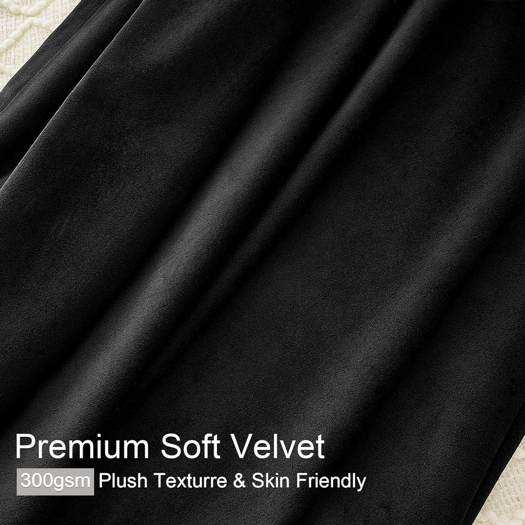 102 Inches Long Custom Velvet Blackout Curtains Bedroom Black Viral Pleated Noise Cancelling Drapes with Pin Hooks
