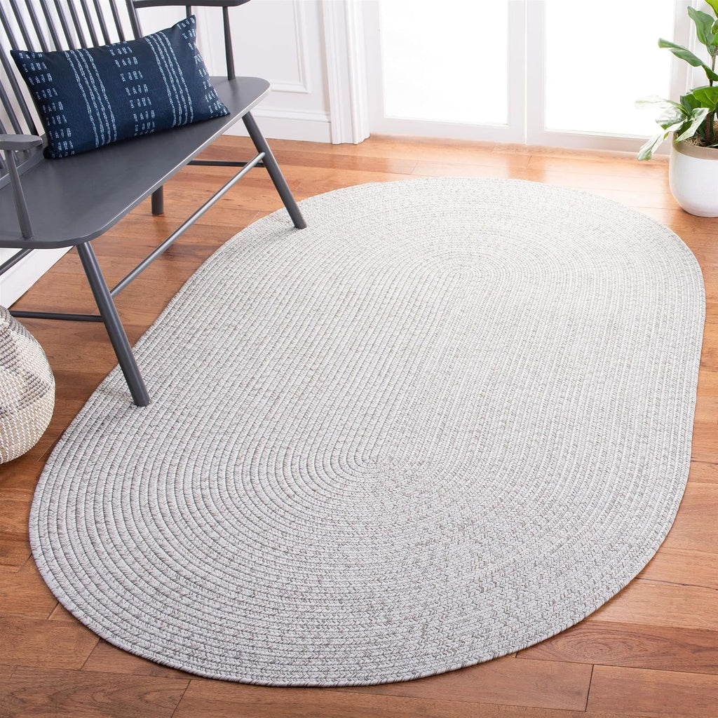 Braided Indoor/Outdoor Oval Rug 4x6, Silver & Grey BRD315F