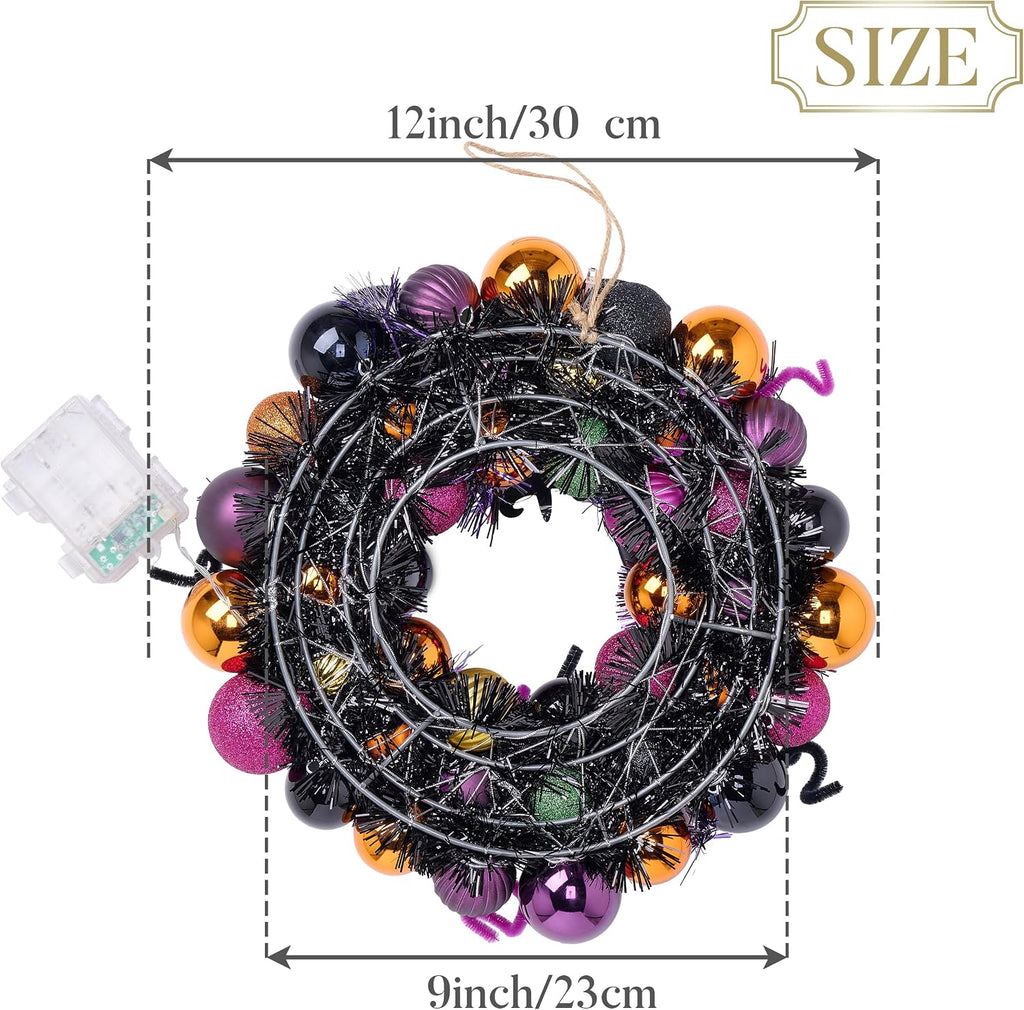 Halloween Decorations 12" Pumpkin Wreath for Front Door